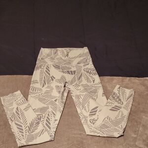 Aerie Print Leggins Medium Cream & Grey